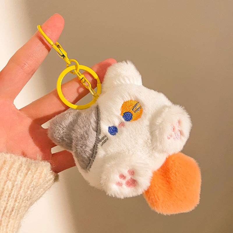 Kawaii Plush Cat Keychain – Cute Fluffy Kitty Bag Charm for Girls & Cat Lovers