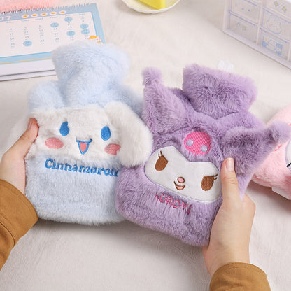 Kawaii Sanrio Plush Hot Water Bottle 500ml – Soft Furry Hello Kitty, Kuromi & Cinnamoroll Hot Water Bag for Winter Pain Relief & Warmth