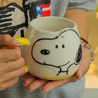 Snoopy Ceramic Mug (Single PC) – Peanuts Cartoon Coffee Mug for Kids & Adults | Cute Lucy & Snoopy Printed Cup | Aesthetic Milk Mug Gift