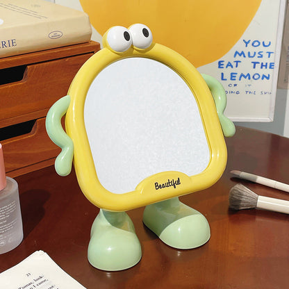 Cute Cartoon Standing Table Mirror with Legs – Kawaii Makeup Mirror for Desk | Aesthetic Vanity Mirror for Girls Room Decor