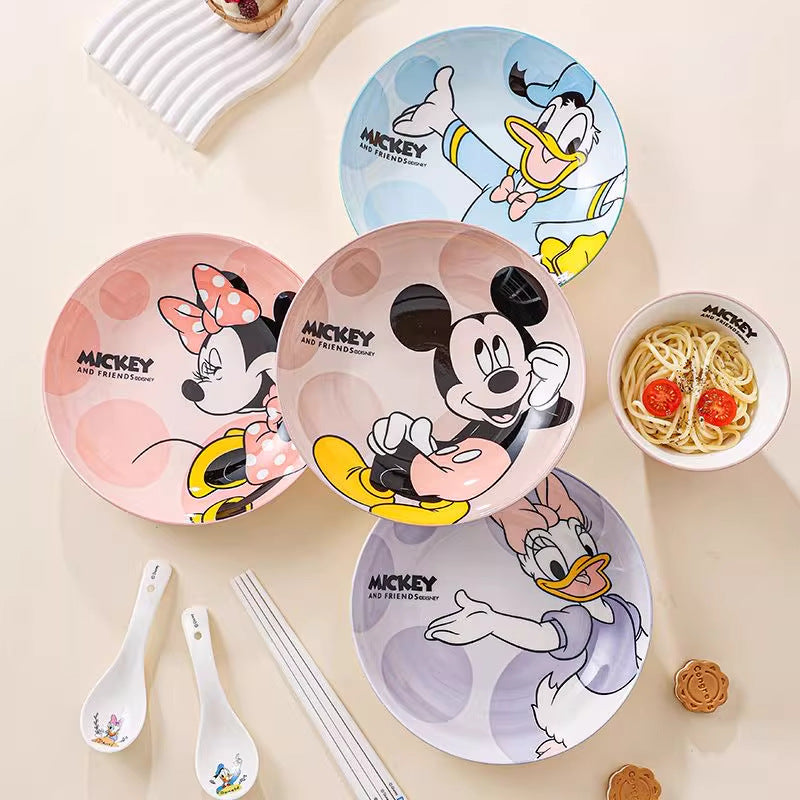 Disney Mickey Mouse & Friends Cartoon Printed Snack Plate – Kids Plastic Dinner Plate | Cute Minnie Mouse, Donald Duck, Daisy Plate | Single Piece Kawaii Tableware
