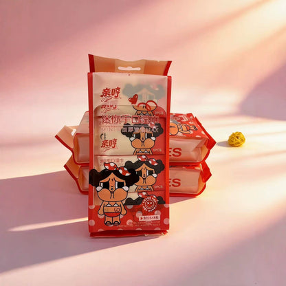 Kawaii Mini Pocket Wet Wipes Set – 8 Packs x 8 Sheets | Cute Cartoon Portable Travel Wet Tissues | Soft Disposable Pocket Wipes for Kids, School, Office & Travel