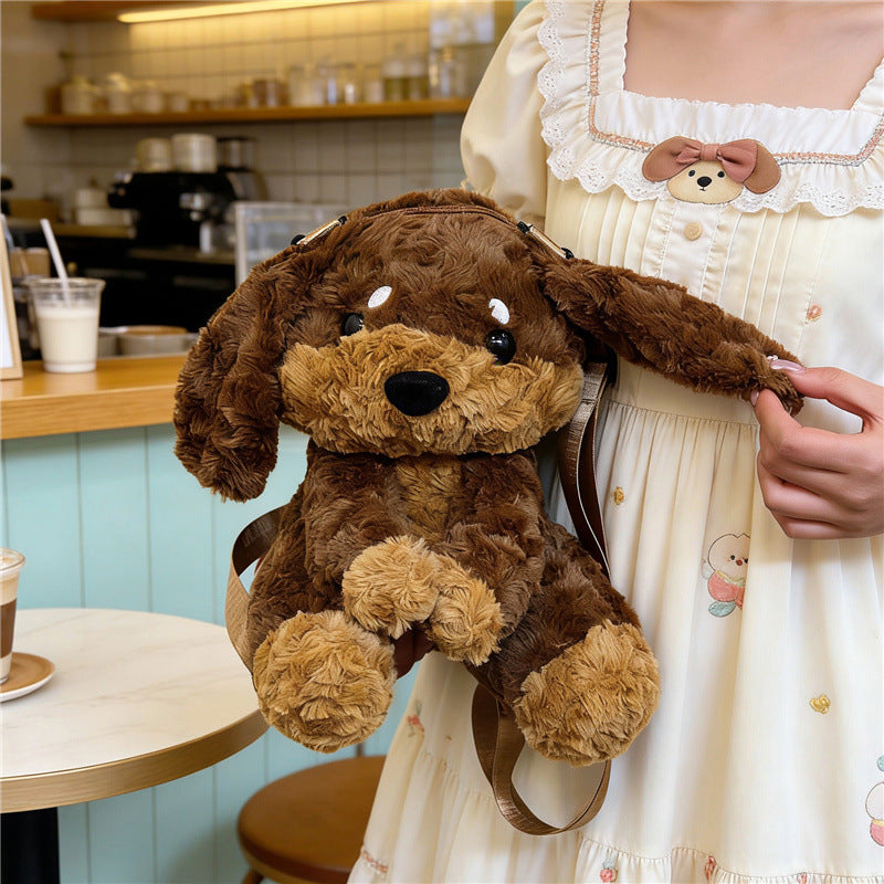 Kawaii Cute Plush Puppy Backpack Bag – Soft Teddy Dog Shoulder Bag for Girls & Kids | Kawaii Plush Animal Backpack Purse