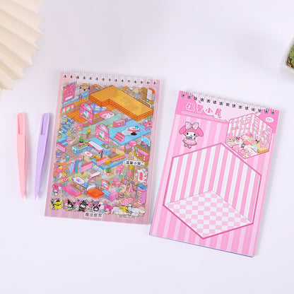 DIY 3D Kawaii Mini House Sticker Book Set of 3 – Creative Scene Building Scrapbook Activity Kit | Cute Room Decoration & Puzzle Craft Book for Kids, Teens & Adults