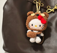 Kawaii Hello Kitty Teddy Costume Keychain – Detachable Dress-Up Plush Keychain with Changeable Clothes
