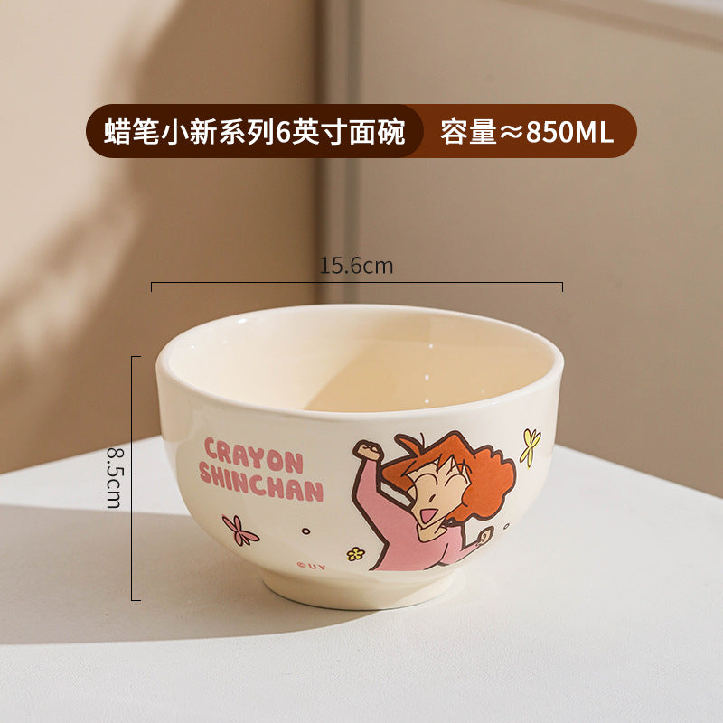 Crayon Shinchan Bowl Set of 4 | 850ml Cartoon Bowls | 6 Inch Shin Chan Rice & Soup Bowls with Gift Box