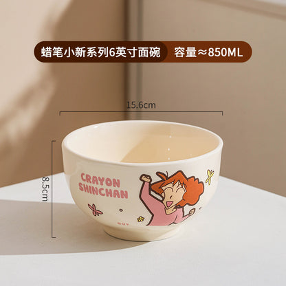 Crayon Shinchan Bowl Set of 4 | 850ml Cartoon Bowls | 6 Inch Shin Chan Rice & Soup Bowls with Gift Box