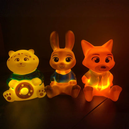Zootopia Inspired LED Squishy Night Light (Set of 3) | Cute Bunny, Fox & Tiger Bear Silicone Glow Lamps | Kawaii Animal Bedroom Decor