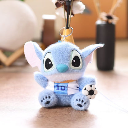 Kawaii Sports Alien Plush Keychain Toy – Mini Blue Cute Stuffed Doll Bag Charm | Basketball & Football Variants (14.5cm)