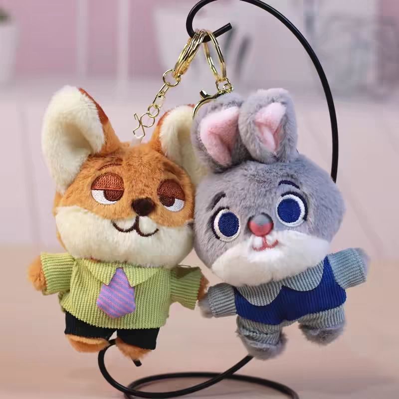 Disney Zootopia Plush Keychain – Nick Wilde & Judy Hopps Soft Toy Bag Charm | Cute Cartoon Keyring for Kids & Gifts