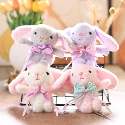 Kawaii Bunny Plush Keychain – Cute Rabbit Soft Toy Key Ring with Bow | Pastel Aesthetic Bag Charm for Girls, Kids & Couples