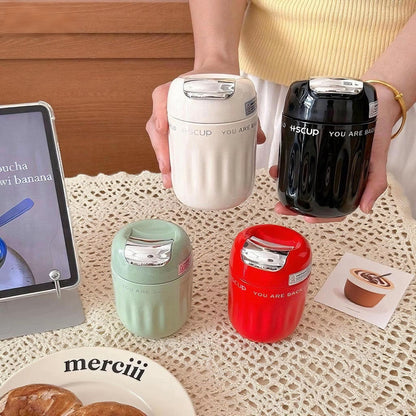 Kawaii Portable Stainless Steel Coffee Cup with Filter – Leakproof Insulated Travel Mug for Tea, Coffee & Hot Drinks