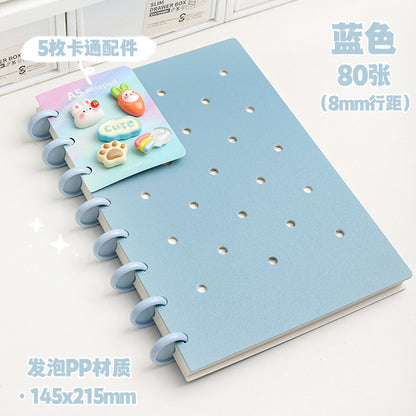 Kawaii DIY Loose-Leaf Notebook Binder – Cute Disc Bound Aesthetic Planner Journal with Decorative Charms
