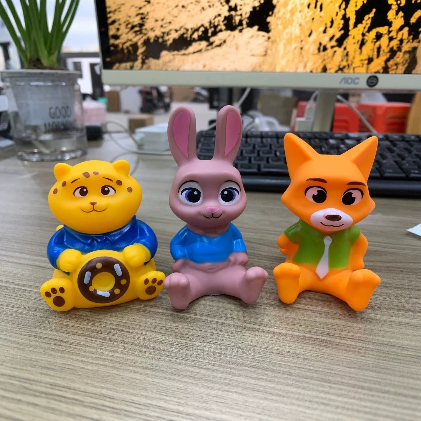 Zootopia Inspired LED Squishy Night Light (Set of 3) | Cute Bunny, Fox & Tiger Bear Silicone Glow Lamps | Kawaii Animal Bedroom Decor