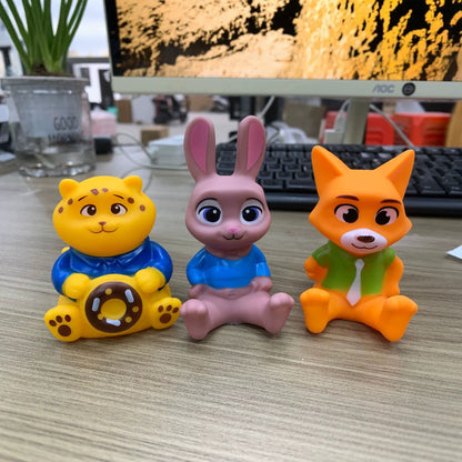 Zootopia Inspired LED Squishy Night Light (Set of 3) | Cute Bunny, Fox & Tiger Bear Silicone Glow Lamps | Kawaii Animal Bedroom Decor