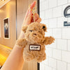 Kawaii Coffee Bear Plush Keychain | Cute Teddy Bag Charm | Soft Fluffy Key Ring for Girls