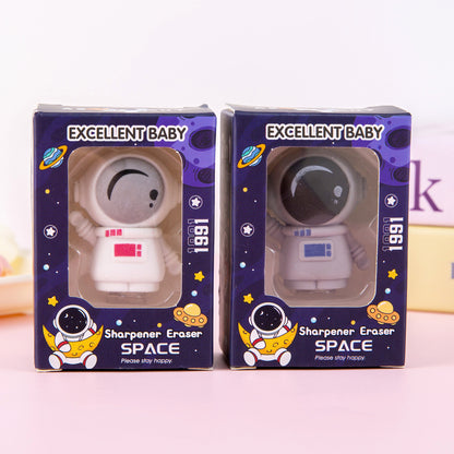 Kawaii Cartoon Eraser Cum Sharpener Set of 6 | Cute Panda, Dinosaur, Unicorn, Astronaut & Bunny Pencil Sharpener Erasers for Kids & Students