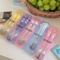 Sanrio Character Fork & Spoon Set with Case – Cute Travel Cutlery for Kids & Adults