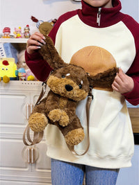 Kawaii Cute Plush Puppy Backpack Bag – Soft Teddy Dog Shoulder Bag for Girls & Kids | Kawaii Plush Animal Backpack Purse