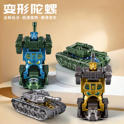 Transforming Tank Robot Spinner Toy | 2-in-1 Tank to Robot Fidget Toy | Finger Spin Decompression Toy | Mini Transformer Tank Toy for Kids & Adults | Stress Relief Desk Toy | Random Color
