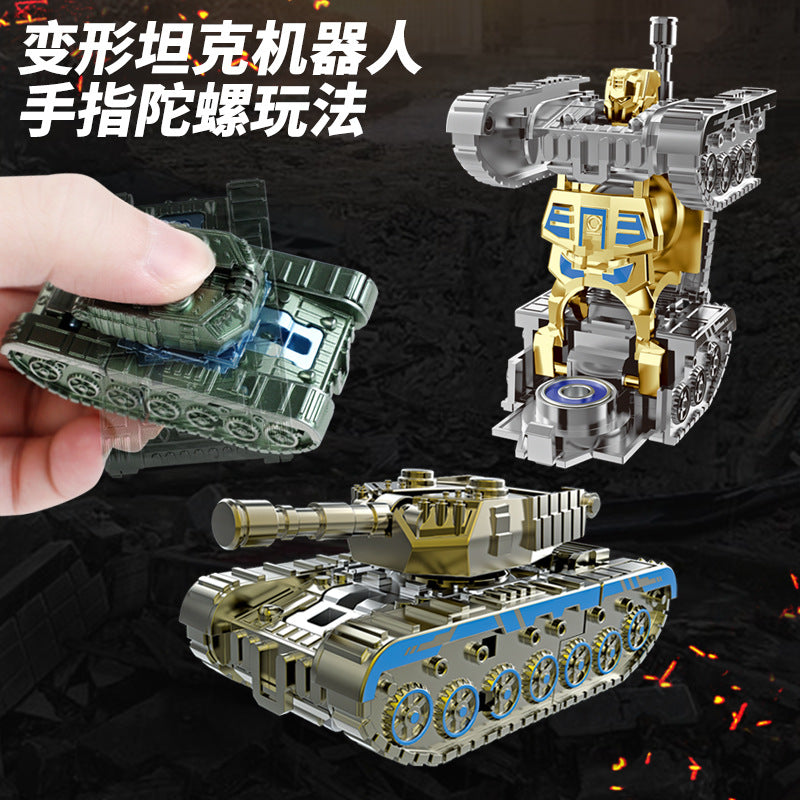 Transforming Tank Robot Spinner Toy | 2-in-1 Tank to Robot Fidget Toy | Finger Spin Decompression Toy | Mini Transformer Tank Toy for Kids & Adults | Stress Relief Desk Toy | Random Color