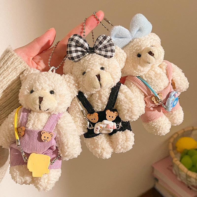 Kawaii Teddy Bear Plush Keychain Bag Charm – Mini Soft Toy Bear Pendant (3 Cute Variants)