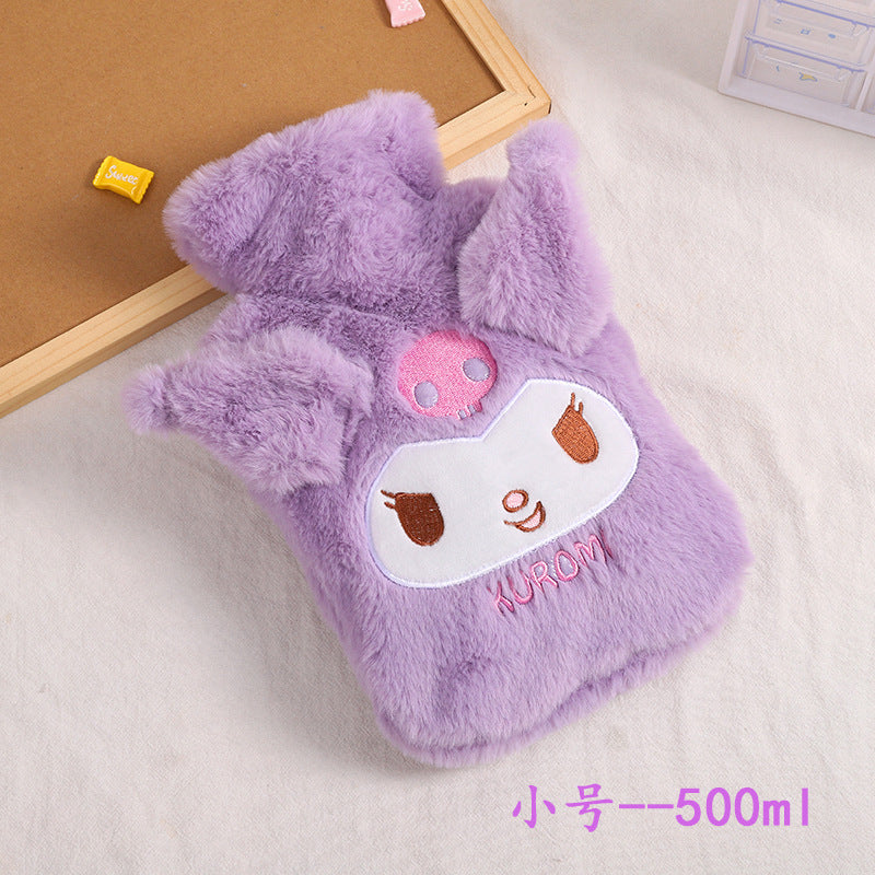 Kawaii Sanrio Plush Hot Water Bottle 500ml – Soft Furry Hello Kitty, Kuromi & Cinnamoroll Hot Water Bag for Winter Pain Relief & Warmth