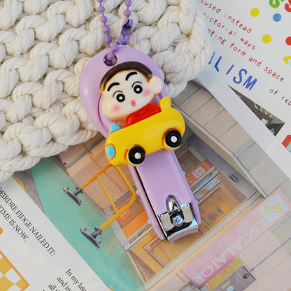 Shinchan Cute Cartoon Nail Clipper Set of 4 with Keychain | Kawaii Shinchan Mini Nail Cutter Set | Portable Travel Nail Clippers for Kids & Adults