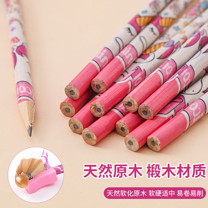 Kawaii Cartoon Pencil Set for Kids – Cute Stationery Pack (HB Pencils + Eraser + Sharpener) | Kuromi, Unicorn, Undersea, Cinnamoroll Inspired Designs