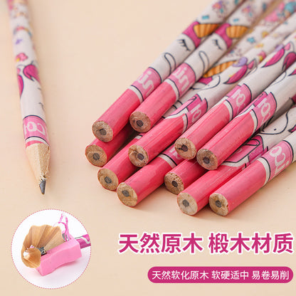 Kawaii Cartoon Pencil Set for Kids – Cute Stationery Pack (HB Pencils + Eraser + Sharpener) | Kuromi, Unicorn, Undersea, Cinnamoroll Inspired Designs