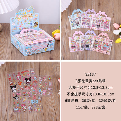 Sanrio Kawaii Sticker Pack Set (Pack of 6) – Cute My Melody, Kuromi & Pastel Decorative Scrapbook Stickers for Journaling, DIY Crafts, Laptop, Phone & Stationery