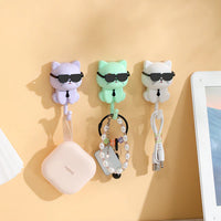 Cute Sunglasses Cat Wall Hook | Self-Adhesive Cartoon Cat Key Holder & Utility Hanging Hook for Home Decor