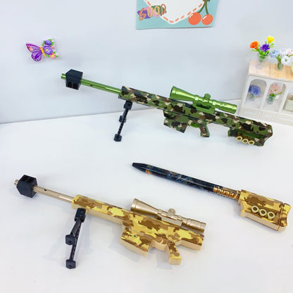 Camouflage Sniper Rifle Gel Pen | Barrett Gun Shape Black Ink Pen 0.5mm | Military Rifle Novelty Pen for Kids, Students, Office Desk & Gift