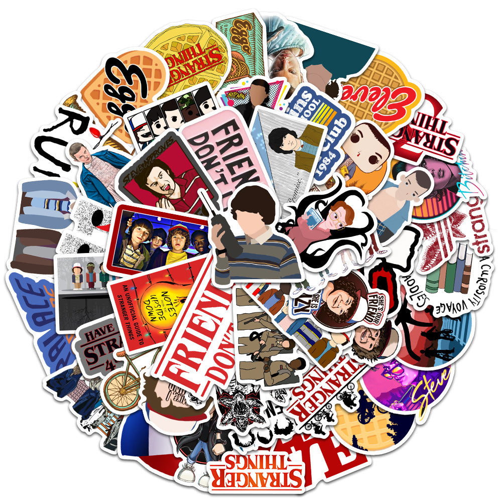 Stranger Things Sticker Pack (50 PCS) | Waterproof Vinyl Stickers | Netflix Series Aesthetic Decals for Laptop, Phone, Bottle, Diary & Scrapbook