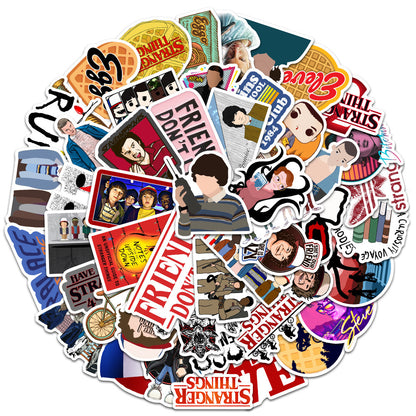Stranger Things Sticker Pack (50 PCS) | Waterproof Vinyl Stickers | Netflix Series Aesthetic Decals for Laptop, Phone, Bottle, Diary & Scrapbook