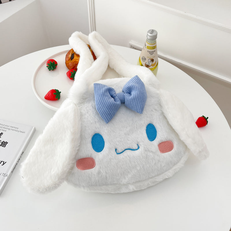 Kawaii Sanrio Plush Shoulder Bag – My Melody, Kuromi & Cinnamoroll Soft Furry Handbag