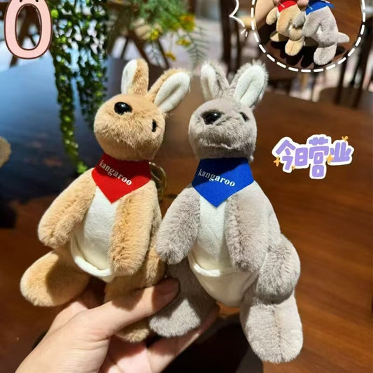 Cute Kangaroo Plush Keychain | Soft Mini Kangaroo Stuffed Toy Bag Charm for Kids & Couples