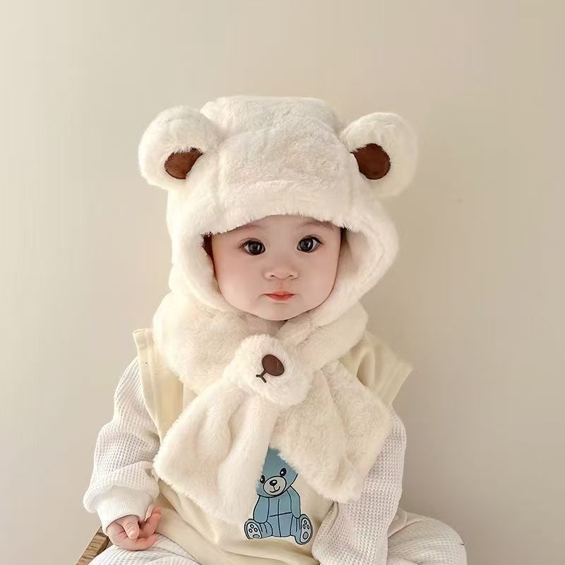 Kawaii Baby Winter Hooded Scarf – Ultra Soft Animal Ear Kids Cap with Neck Warmer