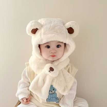 Kawaii Baby Winter Hooded Scarf – Ultra Soft Animal Ear Kids Cap with Neck Warmer