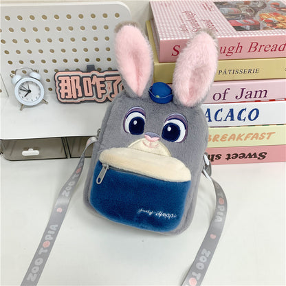 Stitch, Winnie the pooh, Nick, Judy,qiqi & Officer Leopard Cute Plush Sling Bag – Kawaii Cartoon Soft Crossbody Shoulder Bag for Kids & Girls