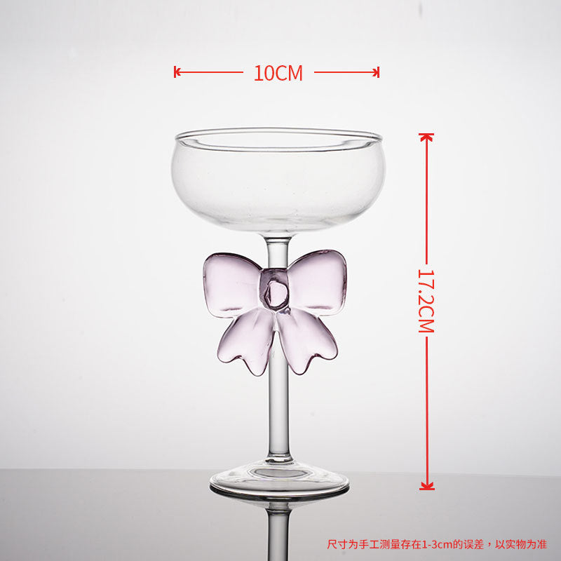 Pink Bow Coupe Glass | Cute Aesthetic Cocktail & Champagne Glass | Kawaii Glassware for Drinks & Desserts