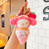 Kawaii Ice Cream Plush Keychain Set – My Melody, Cinnamoroll & Kuromi | Cute Sanrio-Inspired Soft Keychains