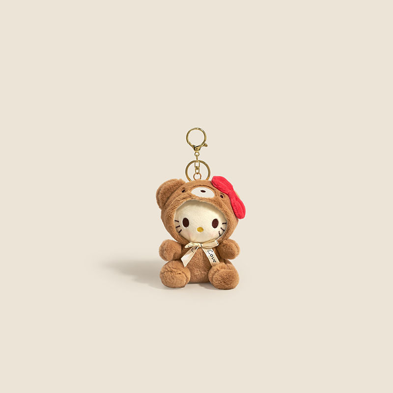 Kawaii Sanrio Bear Hoodie Plush Keychain – Cute Hello Kitty, My Melody & Cinnamoroll Soft Toy Bag Charm Keyring