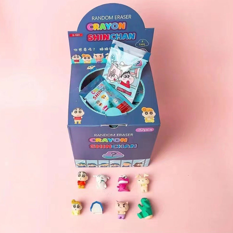 Crayon Shinchan Blind Pouch Erasers – Pack of 6 | Cute Cartoon Character Puzzle Erasers for Kids & Students