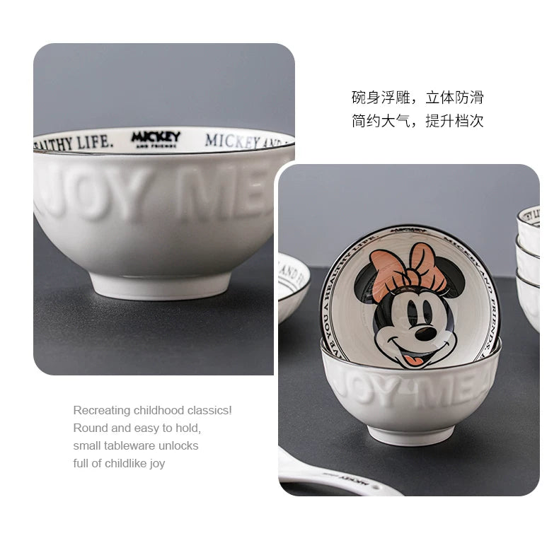 Disney Mickey & Friends Ceramic Bowl Set of 4 | Mickey Mouse, Minnie Mouse, Donald Duck & Daisy Duck Bowls with Gift Box | Cute Cartoon Breakfast, Soup & Dessert Bowls