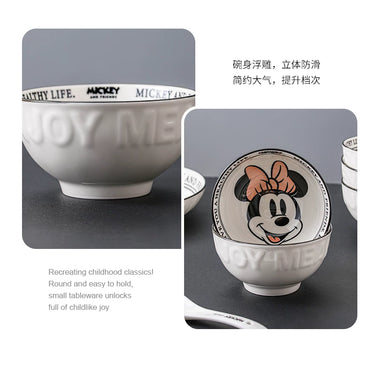 Disney Mickey & Friends Ceramic Bowl Set of 4 | Mickey Mouse, Minnie Mouse, Donald Duck & Daisy Duck Bowls with Gift Box | Cute Cartoon Breakfast, Soup & Dessert Bowls