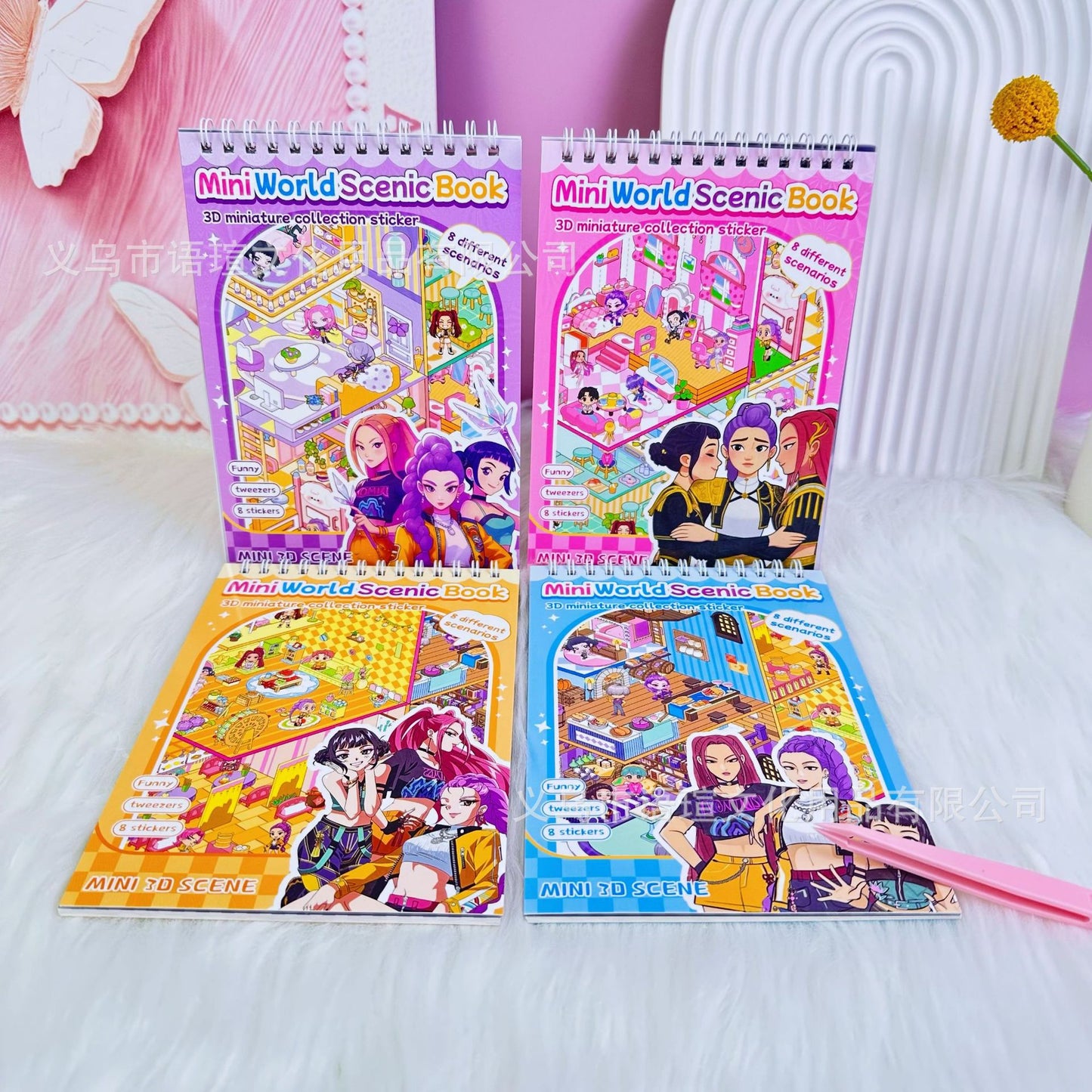 DIY 3D Kawaii Mini House Sticker Book Set of 3 – Creative Scene Building Scrapbook Activity Kit | Cute Room Decoration & Puzzle Craft Book for Kids, Teens & Adults