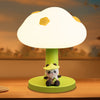 Kawaii Mushroom Table Lamp with Cute Panda Figurine – LED Night Light for Bedroom & Study