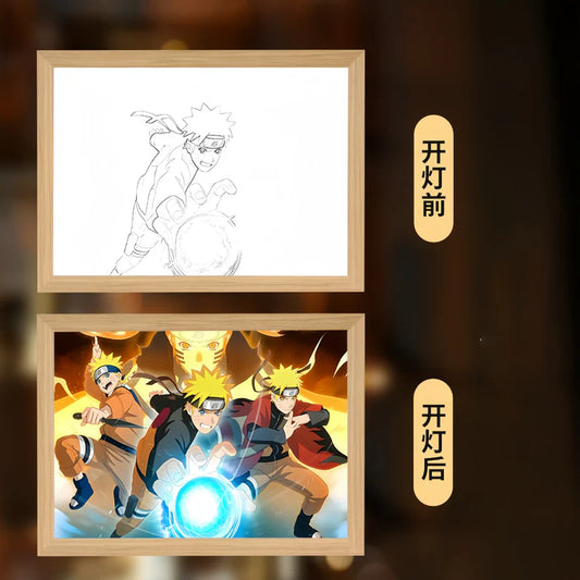 Naruto LED Frame Light Box – Anime Wall Decor | Rasengan Glow Frame | Naruto Shippuden 3D Illusion Night Lamp | Otaku Room Decoration Gift