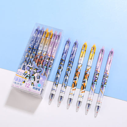 Kawaii 0.5mm Erasable Gel Pen Set (12 PCS) – Cute Cartoon Blue Ink Pens for School, Office & Journaling